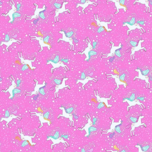 Tecido MAKOWER Fairy Dust Unicorn Pink 1x1,12m