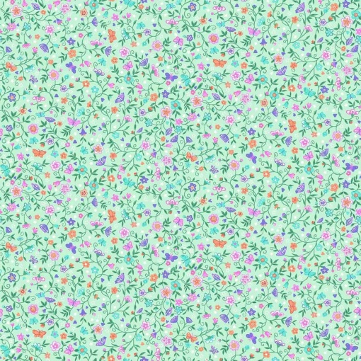 Tecido MAKOWER Fairy Dust Flower Trail Green 1x1,12m