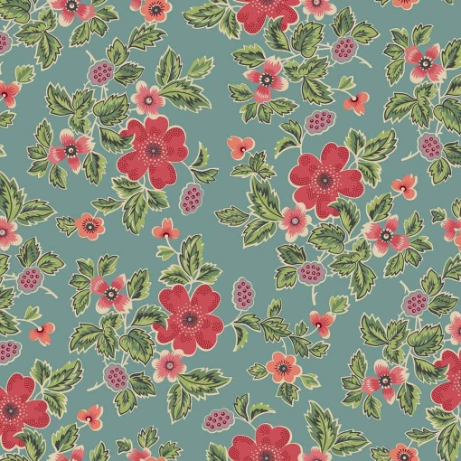 Tecido MAKOWER Rambling Rose Teal 1x1,12m
