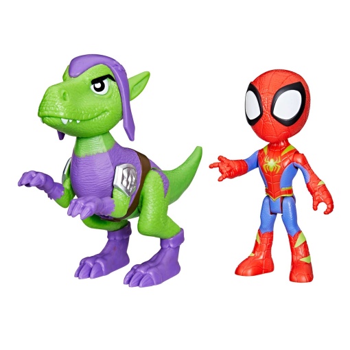 SPIDEY and His Amazing Friends Dino-Webs figuras Spidey & Goblin Raptor Marvel HASBRO