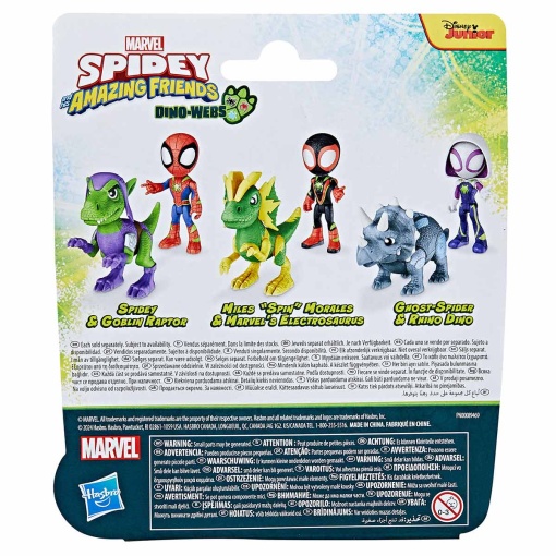 SPIDEY and His Amazing Friends Dino-Webs figuras Spidey & Goblin Raptor Marvel HASBRO