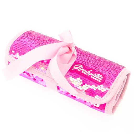 Estojo Escolar Roll Up NICE Girabrilla com Carga (18 Peças) Rosa