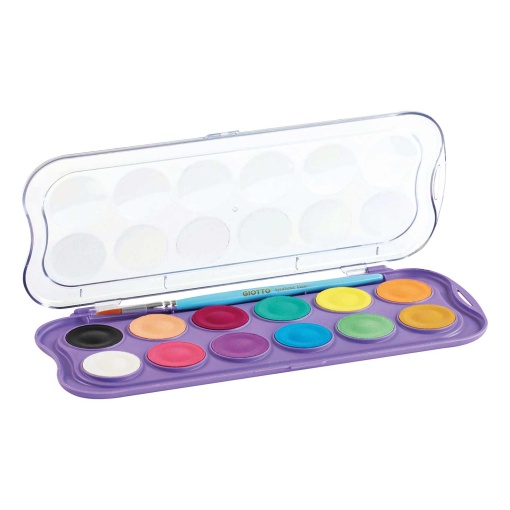 Aguarelas GIOTTO Candy Collection 12 cores 30mm + pincel