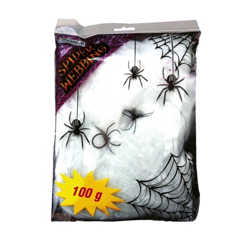 Teia de Aranha Branca com 8 Aranhas 100g