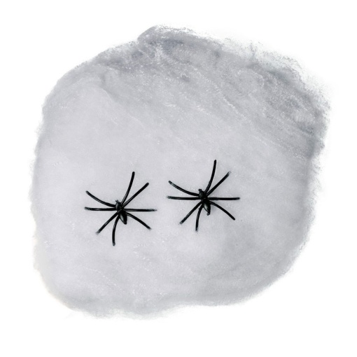 Teia de Aranha Branca com 2 Aranhas 40g