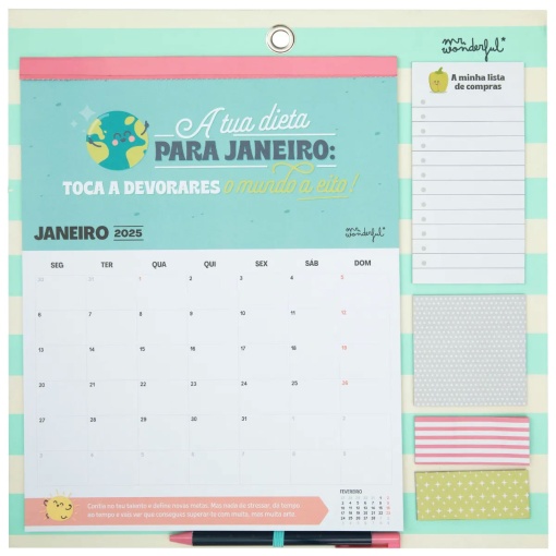 Calendário de Parede Magnético 2025 MR.WONDERFUL "Bem-vindo a Casa" 34x35cm