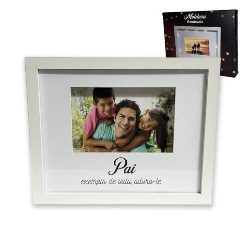 Moldura iluminada "Pai exemplo de vida, adoro-te"