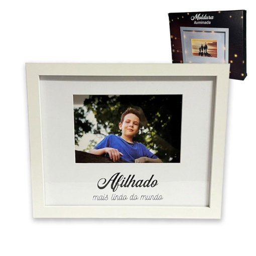 Moldura iluminada "Afilhado mais lindo do mundo"