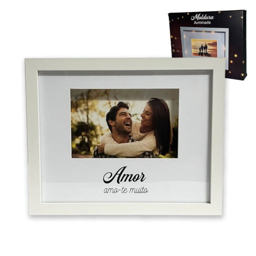 Moldura iluminada "Amor amo-te muito"