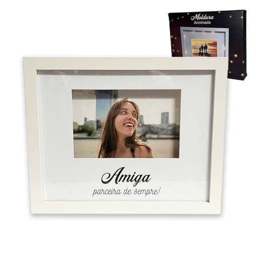Moldura iluminada "Amiga parceira de sempre"