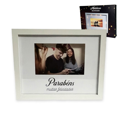 Moldura iluminada "Parabéns muitas felicidades"