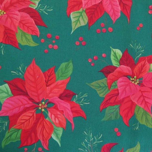 Tecido Flor de Natal Verde/Vermelho 1x1,50m