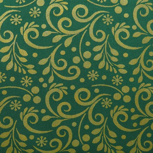 Tecido natal arabescos verde/dourado 1x1,50m