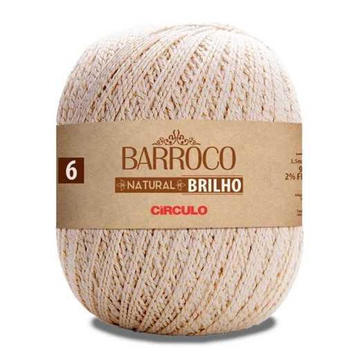 Fio de Crochet CÍRCULO Barroco Natural 6 com Brilho Dourado 700g