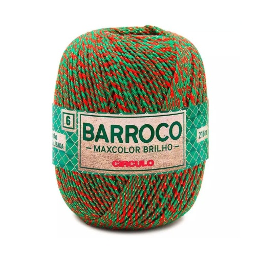 Fio de Crochet CÍRCULO Barroco Maxcolor Brilho 200g Natalina 9818