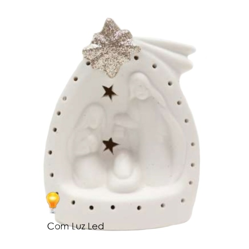 Sagrada Família em Porcelana com LED 10,2cm