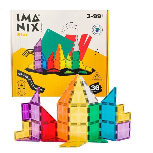 Jogo de Construção Magnético Imanix Classic STAR 36 peças BRAINTOYS