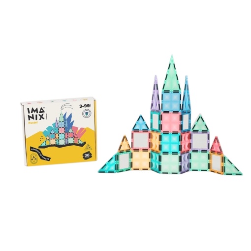 Jogo de Construção Magnético Imanix Classic Pastel 36 peças BRAINTOYS