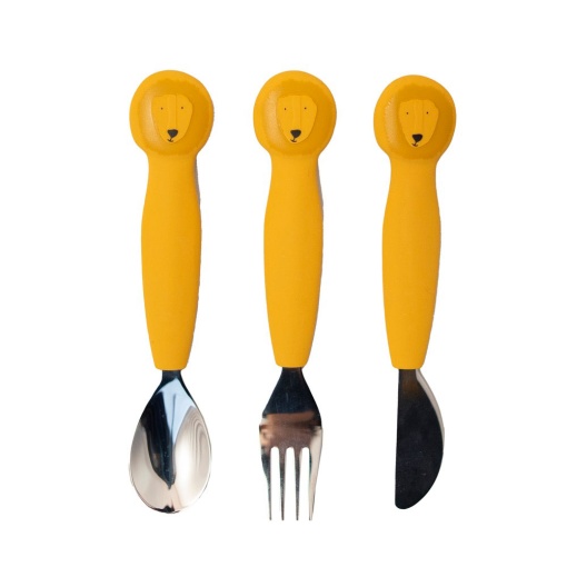 Conjunto de Talheres com Cabo de Silicone Mr. Lion 3 unidades TRIXIE