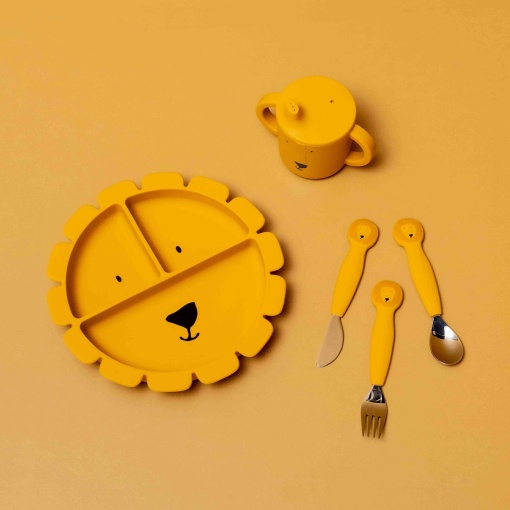 Conjunto de Talheres com Cabo de Silicone Mr. Lion 3 unidades TRIXIE