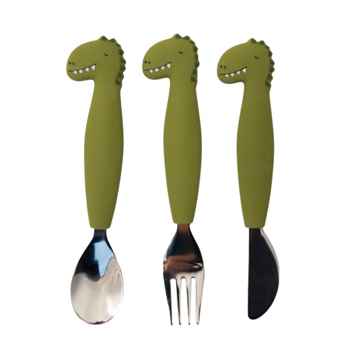 Conjunto de Talheres com Cabo de Silicone Mr. DINO 3 unidades TRIXIE