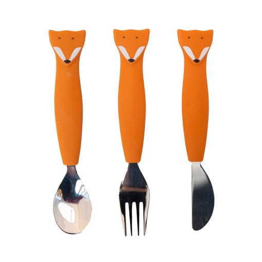 Conjunto de Talheres com Cabo de Silicone Mr. FOX 3 unidades TRIXIE