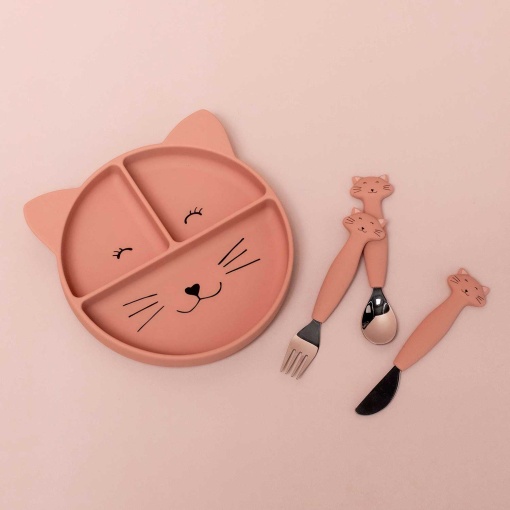 Prato de Silicone com Divisórias e Ventosa Mrs. CAT TRIXIE