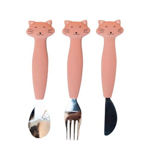 Conjunto de Talheres com Cabo de Silicone Mrs. CAT 3 unidades TRIXIE