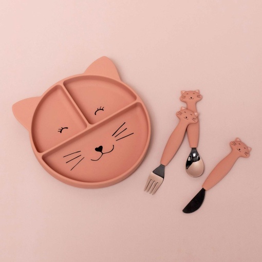 Conjunto de Talheres com Cabo de Silicone Mrs. CAT 3 unidades TRIXIE
