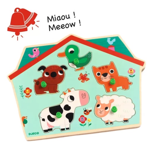 Puzzle DJECO 5 peças Animais da Quinta Sonoro