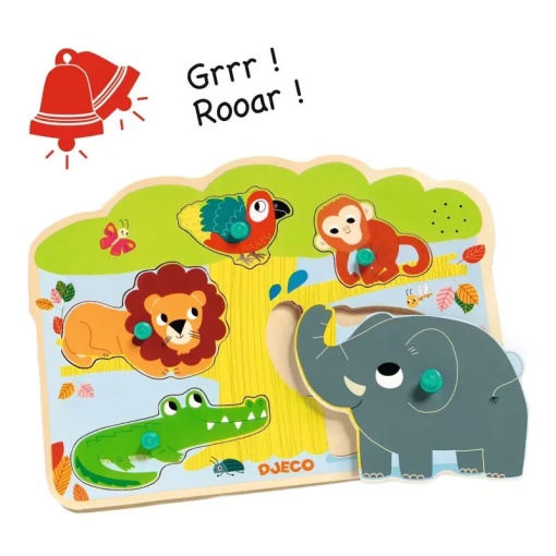Puzzle DJECO 5 peças Animais da Selva Sonoro