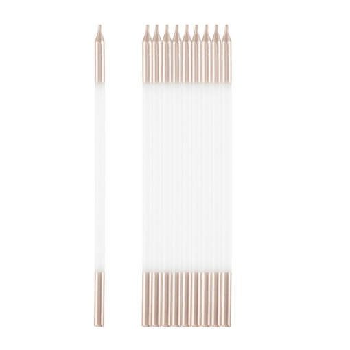 Vela de Aniversário Metalizada 15cm Branco/Cobre 10 unidades