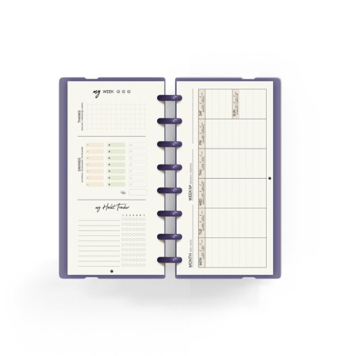Planner semanal A5 Ingeniox My Week com check list malva