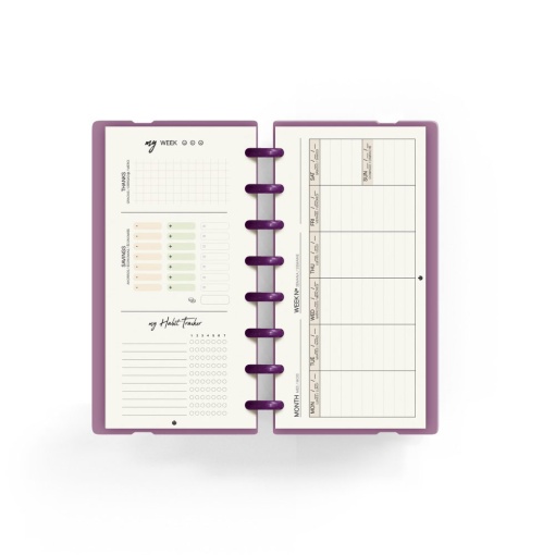 Planner semanal A5 Ingeniox My Week com check list bordeaux