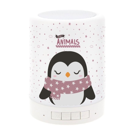 Coluna Bluetooth com Lâmpada AUREA Kids Baby Animals Pinguim