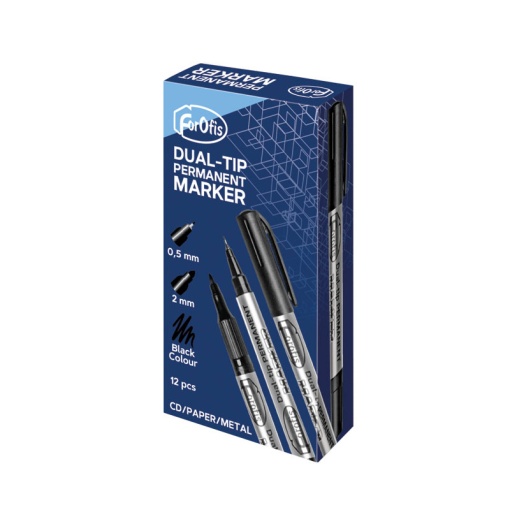 Marcador permanente FOROFIS 2 pontas 0,5mm+2mm preto