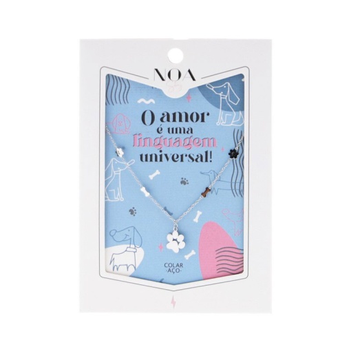 Colar de aço prateado NOA Story "O amor é uma linguagem universal"