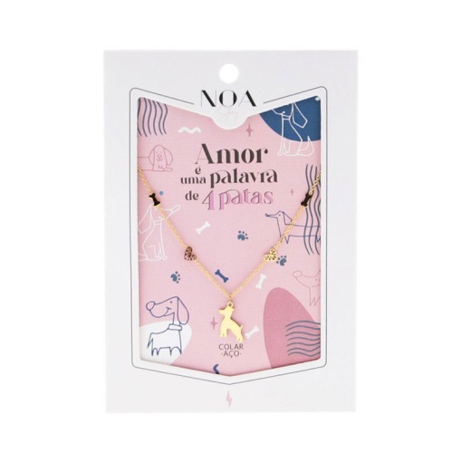 Colar de aço dourado NOA Story "O amor é uma palavra de 4 patas"