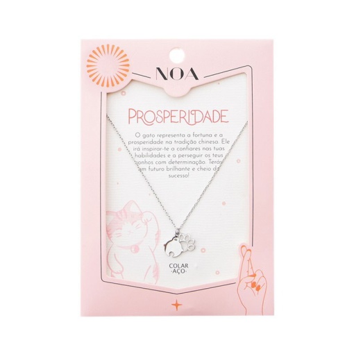 Colar de aço prateado NOA Story gato "Prosperidade"
