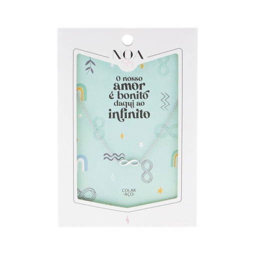 Colar Aço Prateado NOA Story Infinito "O nosso amor é bonito..."