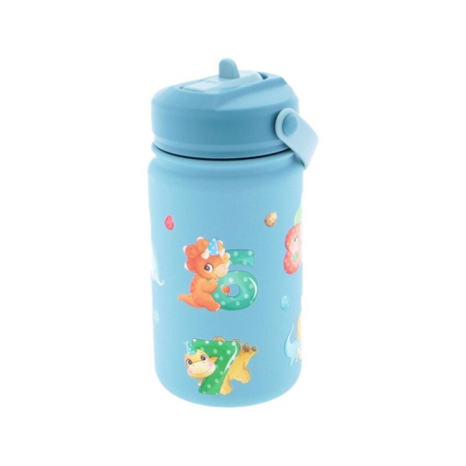 Garrafa Térmica com Adaptador AUREA Kids Dinonumbers esmeralda 330ml