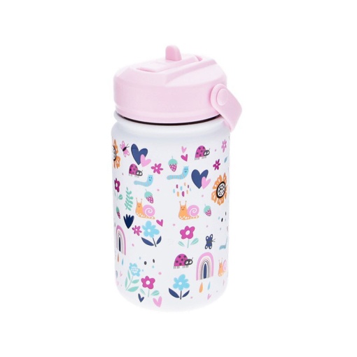 Garrafa Térmica com Adaptador AUREA Kids Flowers ice/rosa 330ml