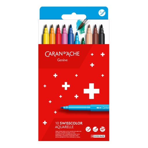 Canetas de Feltro Caran D'ache Swisscolor Aquarelle 10 Cores