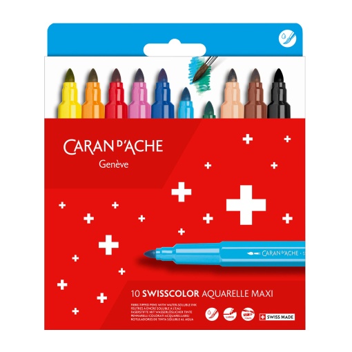 Canetas de Feltro Caran D'ache Swisscolor Aquarelle Maxi 10 Cores
