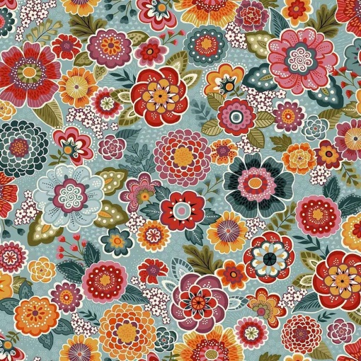 Tecido MAKOWER Revival Floral Blue 1x1,12m