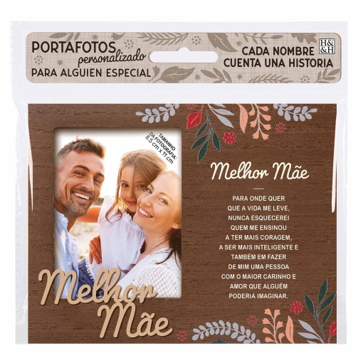 Moldura de madeira "Melhor mãe" 18x14cm