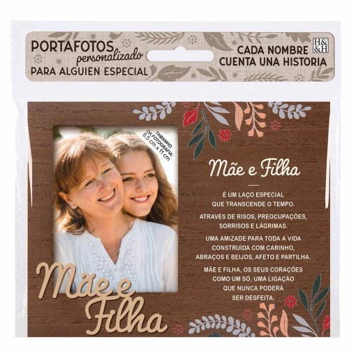 Moldura de madeira "Mãe e filha" 18x14cm