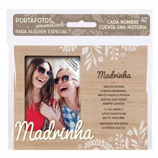 Moldura de madeira "Madrinha" 18x14cm