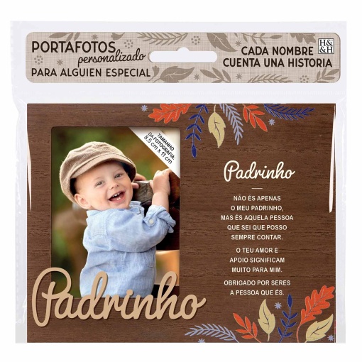 Moldura de madeira "Padrinho" 18x14cm