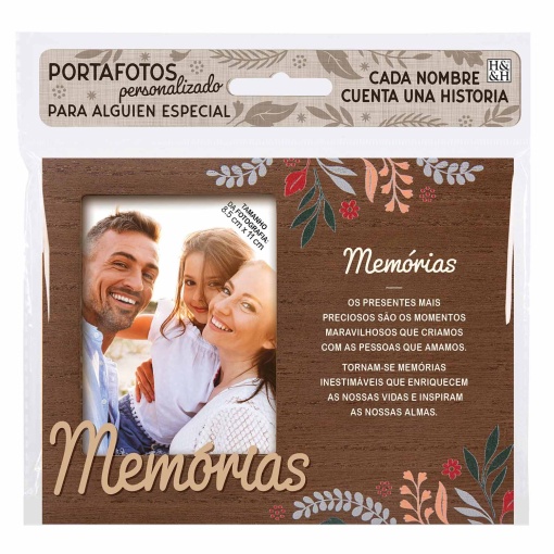 Moldura de madeira "memórias" 18x14cm